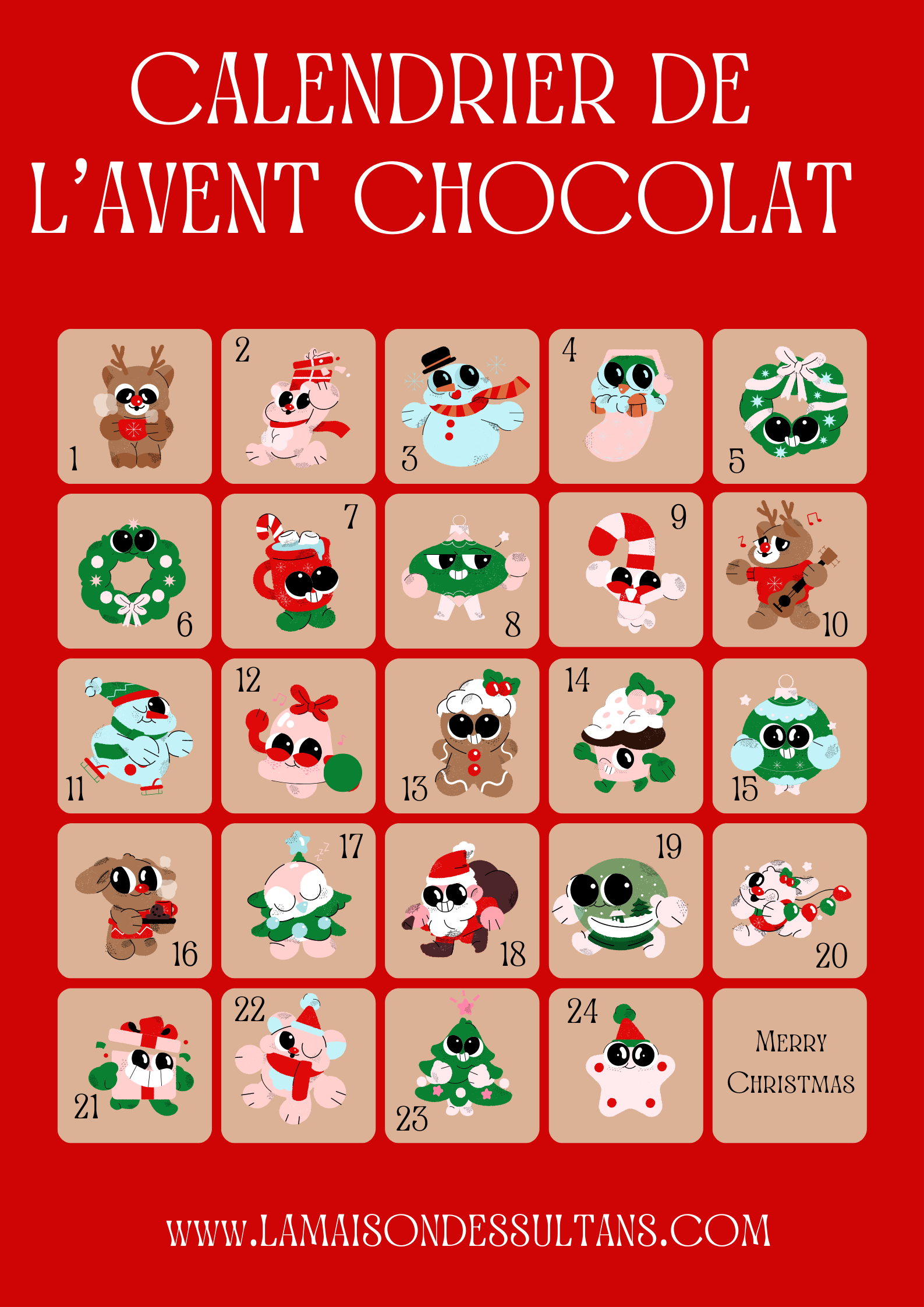 Calendrier de l'Avent Père Noël Milka - 24 Chocolats + 24