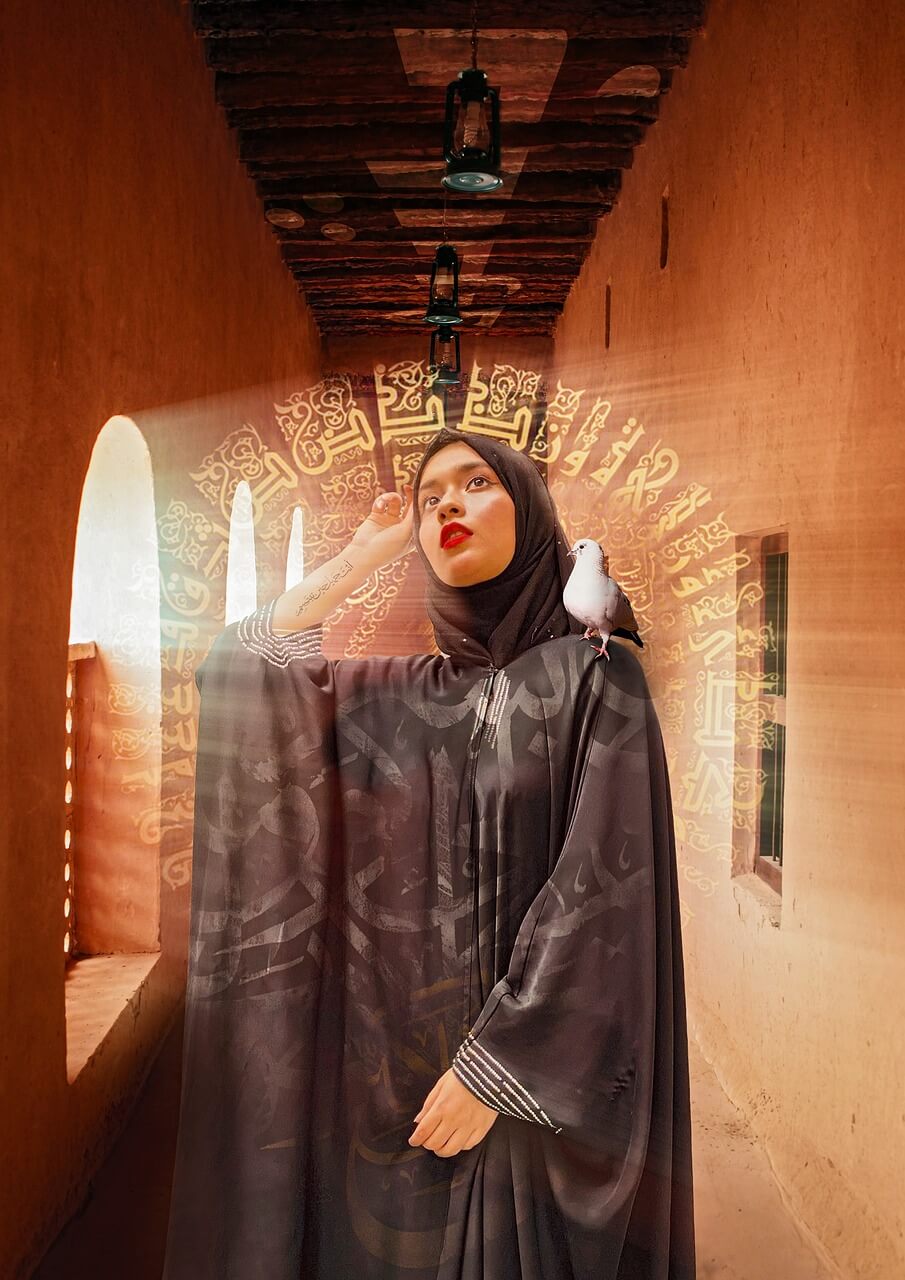 abaya voile intégré