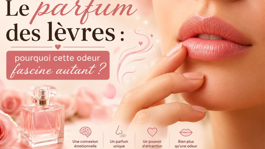 Gros plan sur des lèvres brillantes illustrant le parfum naturel des lèvres et leur pouvoir de fascination