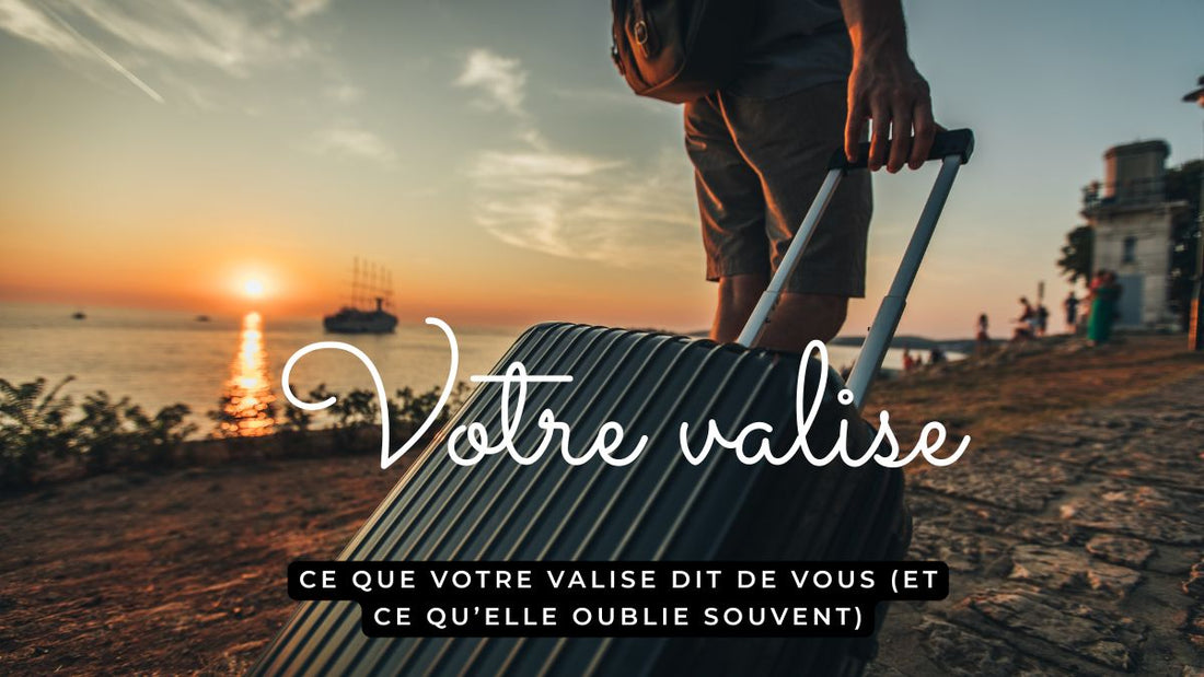 Personne tirant une valise au coucher du soleil, symbole de voyage et de liberté